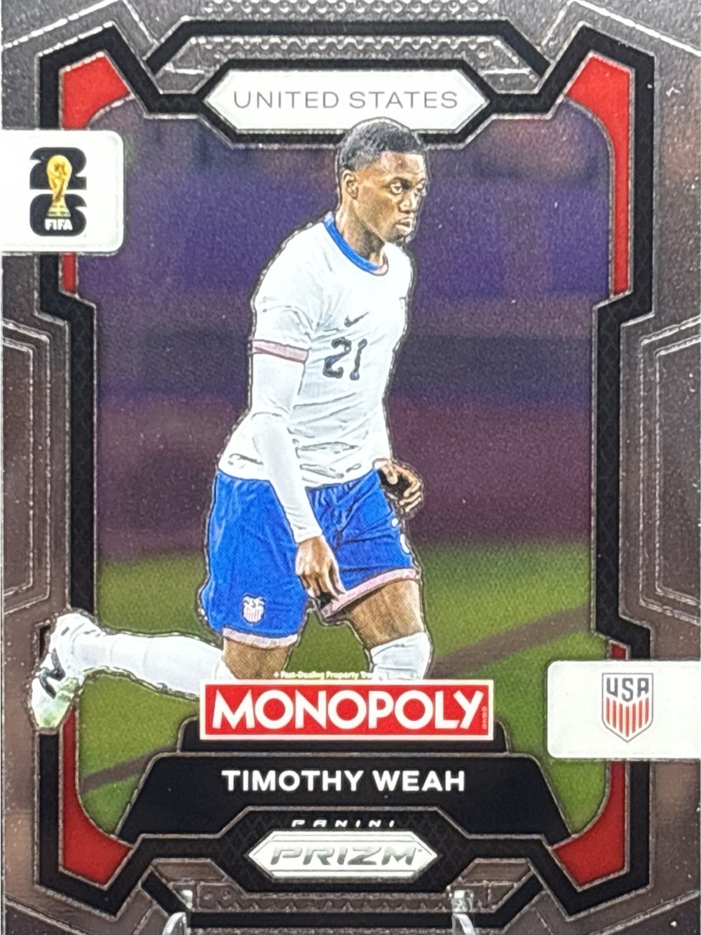 Panini Prizm Monopoly Timothy Weah Soccer Trading Card